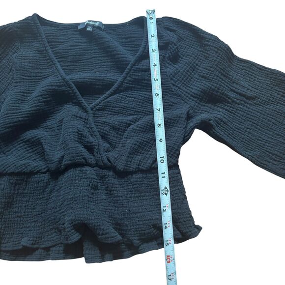 Madewell Women’s Black Lightspun Julianne Smocked Waist Top Black- Size XS - Picture 7 of 8